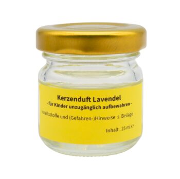 Kerzenduft Aroma als Zusatzstoff für selbst gegossene Bienenwachskerzen. Erhältlich in zehn Duftrichtungen, darunter Honig, Lavendel, Zimt, Zitrone, Orange, Rose, Kiefer, Citronella, Vanille mit Kokosnuss und grüner Apfel. Das Aroma wird vor dem Einfüllen in die Silikonform in das flüssige Bienenwachs eingerührt. Die empfohlene Dosierung beträgt je nach Duftmischung und gewünschter Intensität etwa 1 ml pro Kilogramm Bienenwachs. Lieferung im praktischen 35 ml Glas.