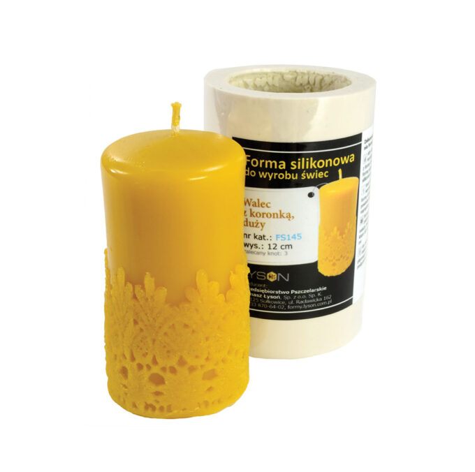 Kerzengießform Stumpenkerze mit Spitze zur Herstellung von Kerzen Kerzenformen Bienenwachs Kerzen Silikonformen Imkerei Bienen Weihnachten Ostern Deko Advent Adventskranz Kerze mit Spitze Kerze mit Muster