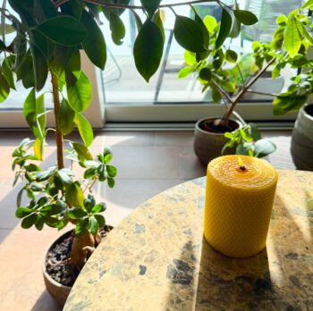 Gedrehte Kerze aus Bienenwachs natürlich