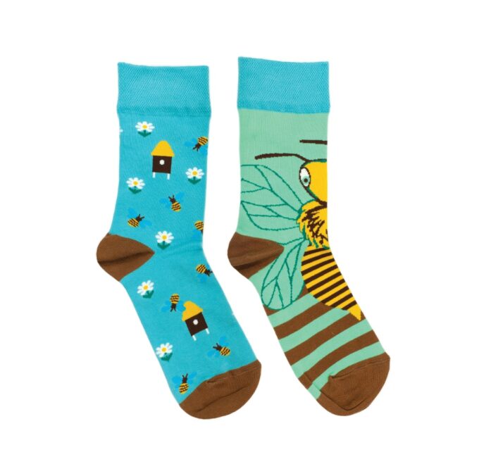 Blaue Bienensocken busy bees crazy bees bee paradise Geschenk für Imker Geschenk für Imkerin Geschenk für Bienenliebhaber warme Socken