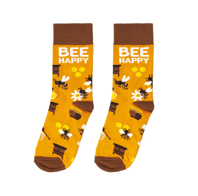 Socken mit Bienenmuster Geschenk für Imker Geschenk für Imkerinnen Bienensocken Weihnachtsgeschenk für Imker Weihnachtsgeschenk für Bienenliebhaber zwei verschiedene Socken orange Socken Bee Happy Socken