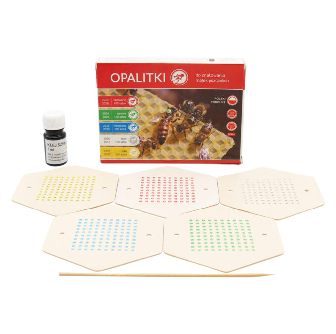 Königinnen Zeichenplättchen Opalith 5 Farben mit Kleber zum markieren für Imker und Imkerei Königinnenzucht