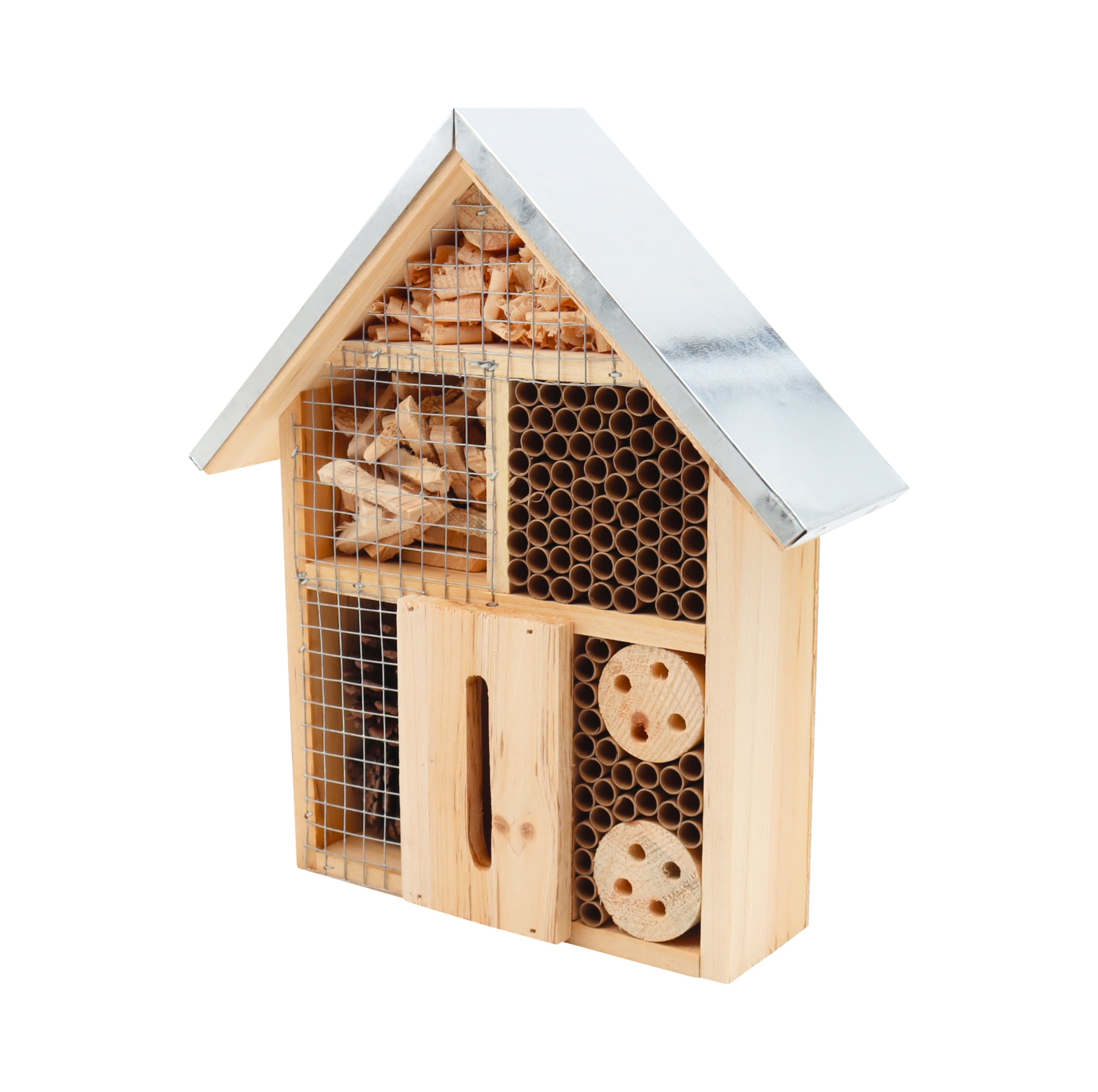 Das Insektenhotel Thekla bietet Wildbienen, Käfern und anderen Nützlingen ein sicheres Zuhause und fördert natürliche Bestäubung und Schädlingskontrolle im Garten. Ideal für Balkon, Terrasse oder Garten und vollständig mit organischen Materialien gefüllt für nachhaltigen Artenschutz.