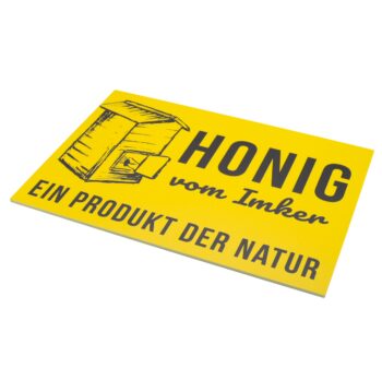 Werbeschild Honig vom Imker aus wetterfestem PVC, 42 x 30 cm, für Innen- und Außenbereich, wasserfest und wischfest, ideal zur Werbung für regionalen Imkerhonig am Verkaufsstand, Hofladen oder Bienenstand.