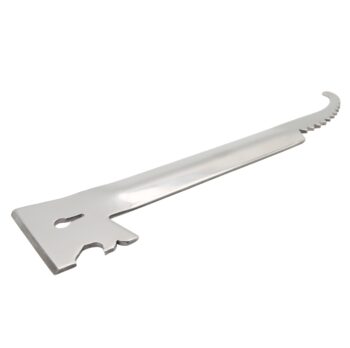 Stockmeißel Moosbach 25 cm aus Edelstahl – Vielseitiges Werkzeug für Imkerei und Hobby. Einseitig geschliffene Klinge mit Wabenheber-Seite und Winkelkante für präzises Arbeiten. Leicht, griffig und langlebig. Unlackiert, ca. 2 mm stark, ideal für Bienenpflege, Wabenbearbeitung und Holzarbeiten.