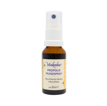 Propolis-Mundspray zur täglichen Pflege und zum Schutz der Schleimhaut in Mund und Rachen. Mit natürlichem Propolis sowie Thymian und Salbei. Praktische Sprühflasche mit 20 ml – ideal für unterwegs.