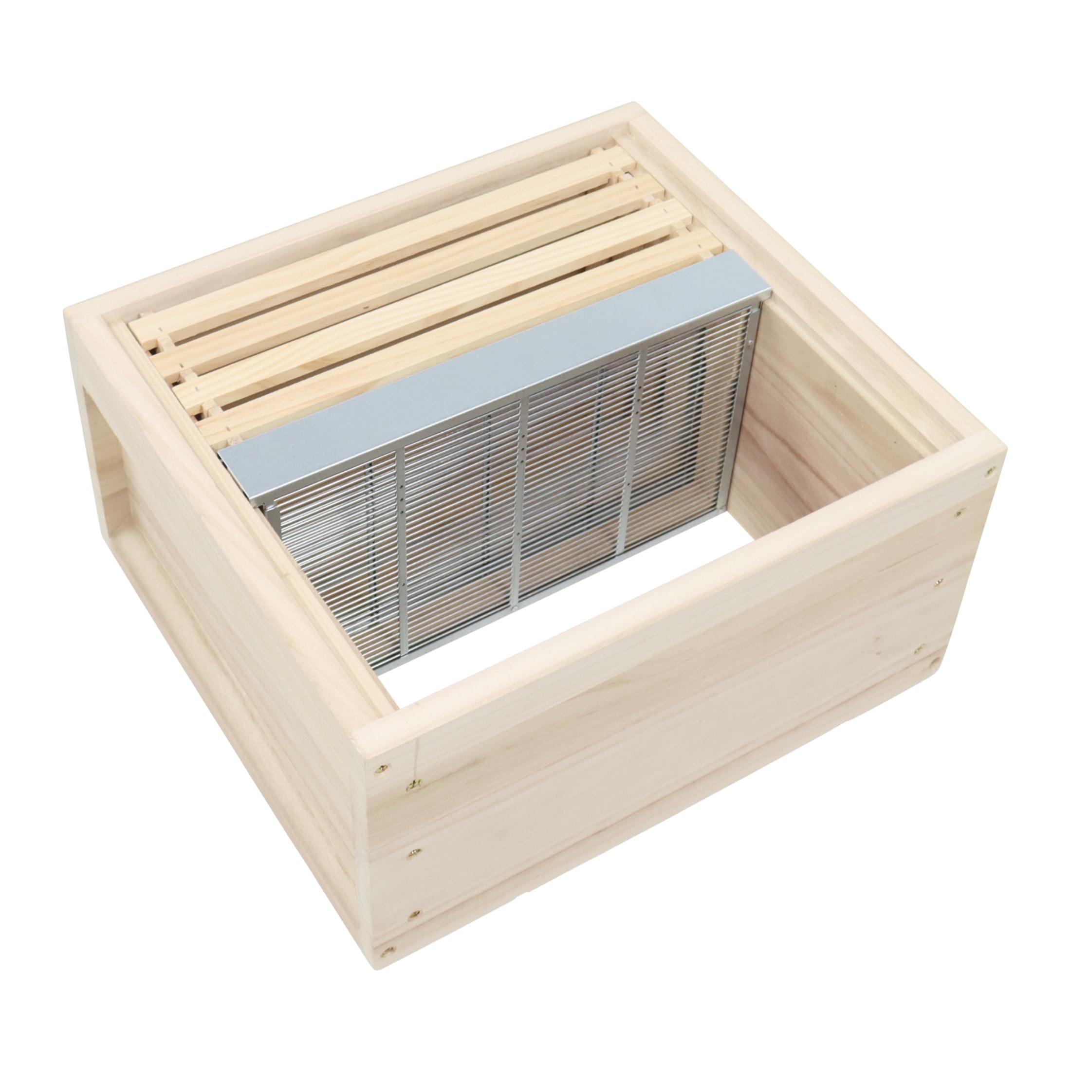 Robuste Bannwabentasche für Deutsch Normalmaß (DN) Rähmchen, passend für Hoffmann- und gerade Seiten. Ideal zur Königinnenzucht, Schwarmkontrolle und effektiven Varroabehandlung ohne Medikamente. Die verzinkte Tasche begrenzt die Königin auf eine Wabe, reduziert Rückstände im Honig und fördert die Bienengesundheit. Langlebig, bienenfreundlich und leicht zu reinigen. Maße: 394 x 230 x 48 mm. Perfekt abgestimmt auf Deutsch Normal Hoffmann Rähmchen.